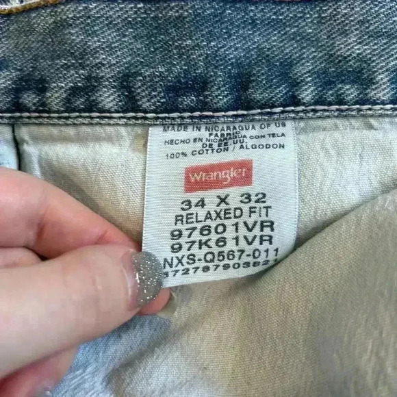 Wrangler Mens Straight Jeans Relaxed Fit Mid Rise Light Wash Blue Size 34x32 - Picture 6 of 7